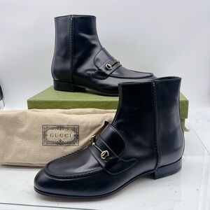 Gucci Horsebit Ankle Boots 757766 Black Leather Mens UK 7 US 7.5 $1790 - NEW